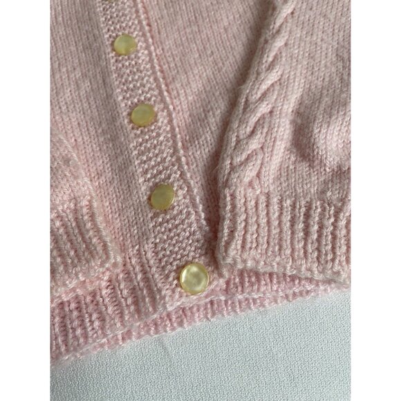 Vintage Baby/Toddler Button Up Cardigan Sweater Pink Textured Handmade 1960’s - Picture 4 of 8